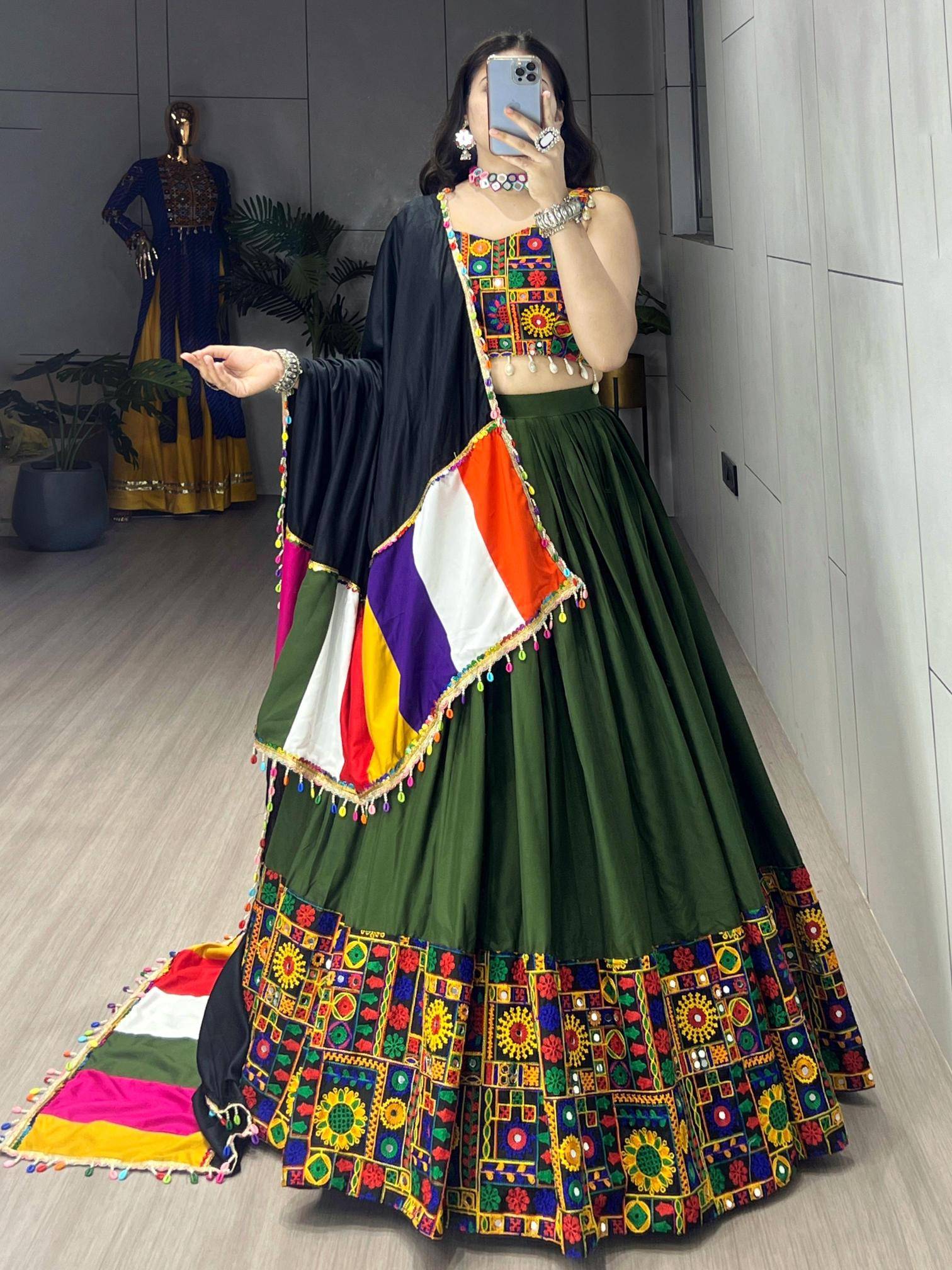 GRTN 8046 Rayon MHNDI Silk lehenga choli wholesalers in Mumbai